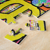 Retro 60s Psychedelic Shalom LOVE Legpuzzel (Zijkant)