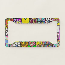 Retro 60s Psychedelic Shalom Love License Bord voo
