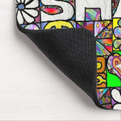 Retro 60s Psychedelic Shalom LOVE Muismat (Hoek)