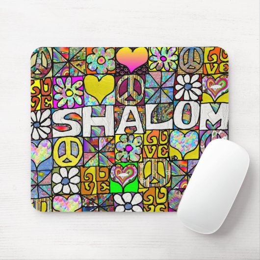 Retro 60s Psychedelic Shalom LOVE Muismat (Met muis)