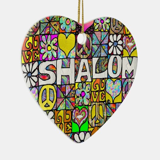 Retro 60s Psychedelic Shalom LOVE Ornament (Rechts)