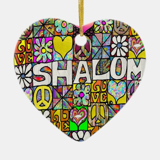 Retro 60s Psychedelic Shalom LOVE Ornament (Voorkant)
