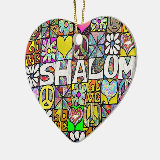 Retro 60s Psychedelic Shalom LOVE Ornament (Links)