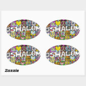 Retro 60s Psychedelic Shalom LOVE Ovale Sticker (Vel)