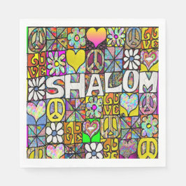 Retro 60s Psychedelic Shalom LOVE Papieren servett Servet