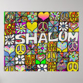 Retro 60s Psychedelic Shalom LOVE Print Poster (Voorkant)