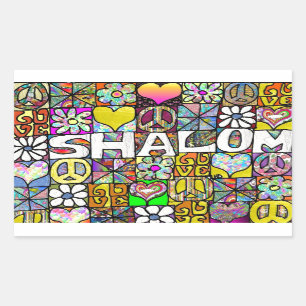 Retro 60s Psychedelic Shalom LOVE Rechthoekige Sticker
