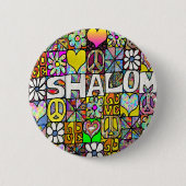 Retro 60s Psychedelic Shalom LOVE Ronde Button 5,7 Cm (Voorkant)