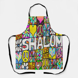 Retro 60s Psychedelic Shalom LOVE Schort