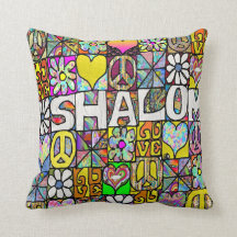 Retro 60s Psychedelic Shalom LOVE Sierkussen