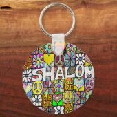Retro 60s Psychedelic Shalom LOVE Sleutelhanger (Voorkant)