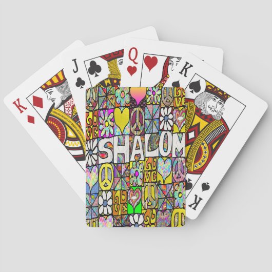 Retro 60s Psychedelic Shalom LOVE-speelkaarten Pokerkaarten (Achterkant)