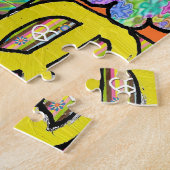 Retro 60s Psychedelic Shalom LOVE Square Legpuzzel (Zijkant)