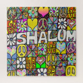 Retro 60s Psychedelic Shalom LOVE Square Legpuzzel (Verticaal)