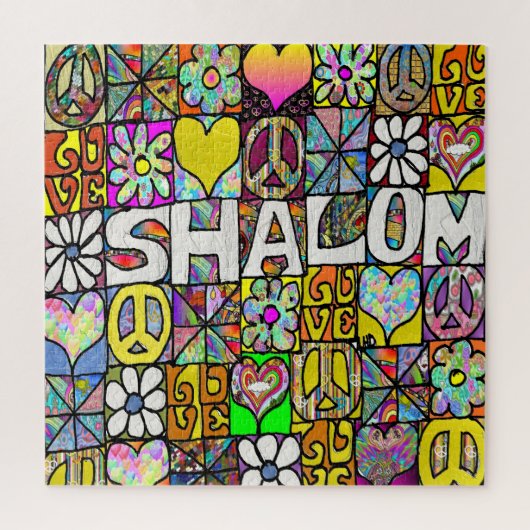 Retro 60s Psychedelic Shalom LOVE Square Legpuzzel (Verticaal)