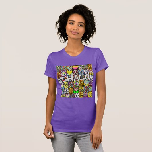 Retro 60s Psychedelic Shalom LOVE T-Shirt (Voorkant volledig)