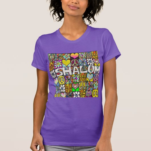 Retro 60s Psychedelic Shalom LOVE T-Shirt (Voorkant)