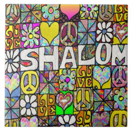 Retro 60s Psychedelic Shalom LOVE Tegeltje