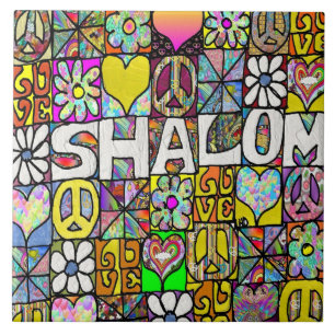 Retro 60s Psychedelic Shalom LOVE Tegeltje
