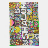 Retro 60s Psychedelic Shalom LOVE Theedoek (Verticaal)