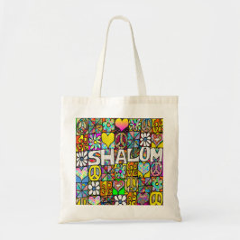 Retro 60s Psychedelic Shalom LOVE Tote Bag
