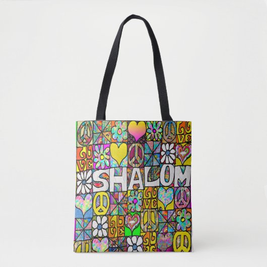 Retro 60s Psychedelic Shalom LOVE Tote Bag (Voorkant)