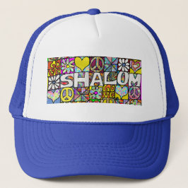 Retro 60s Psychedelic Shalom LOVE Trucker Hat Pet