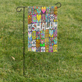 Retro 60s Psychedelic Shalom LOVE Tuinvlag