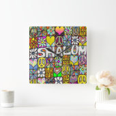 Retro 60s Psychedelic Shalom LOVE Vierkante Klok (Huis)