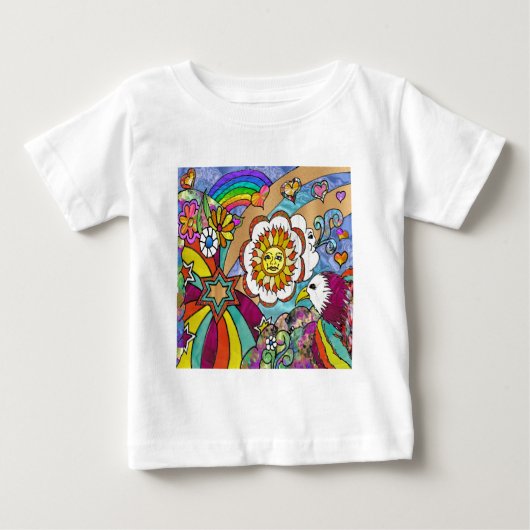 Retro 60s Psychedelic Sunshine Eagle Apparel Gifts (Voorkant)