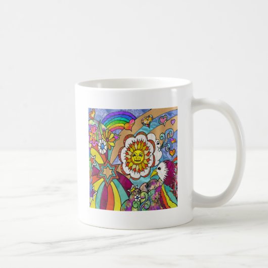 Retro 60s Psychedelic Sunshine Eagle Apparel Gifts Koffiemok (Rechts)