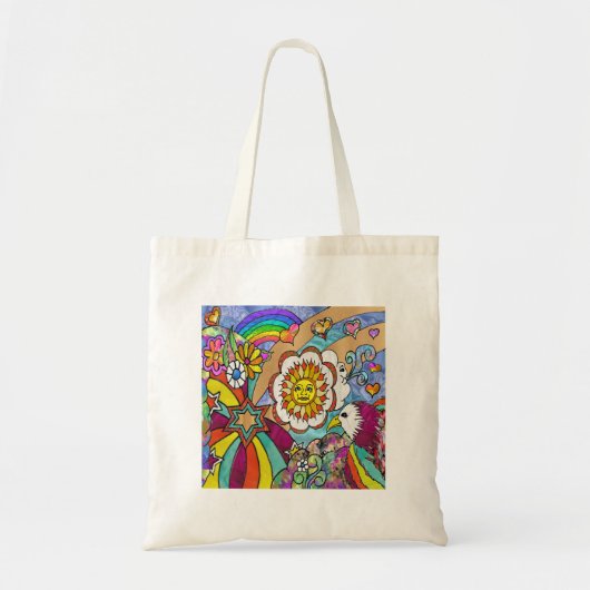 Retro 60s Psychedelic Sunshine Eagle Apparel Gifts Tote Bag (Voorkant)