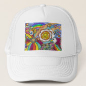 Retro 60s Psychedelic Sunshine Eagle Apparel Gifts Trucker Pet (Voorkant)