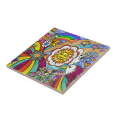 Retro 60s Psychedelic Sunshine Eagle Keramische Te Tegeltje (Zijkant)