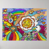 Retro 60s Psychedelic Sunshine Eagle Print Poster (Voorkant)
