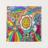 Retro 60s Psychedelic Sunshine Eagle Wandkleed (Voorkant)