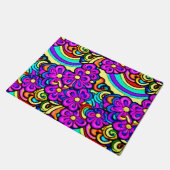 Retro 60s Psychedelische Bloemen Regenboog Patroon Deurmat (Schuin)