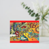 Retro 60s Psychedelische Cyclus Van Levensgeschenk Briefkaart (Staand voorkant)