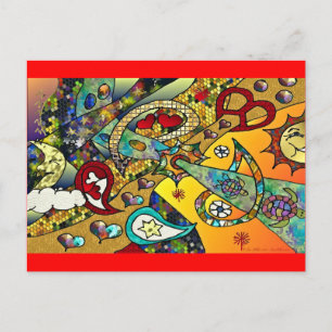 Retro 60s Psychedelische Cyclus Van Levensgeschenk Briefkaart