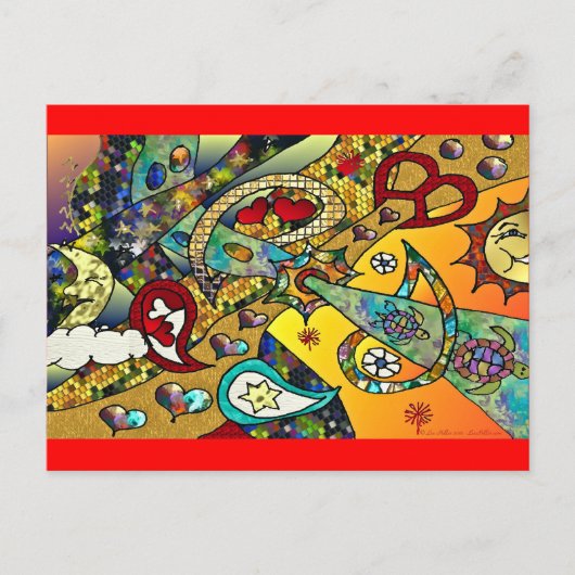 Retro 60s Psychedelische Cyclus Van Levensgeschenk Briefkaart (Voorkant)