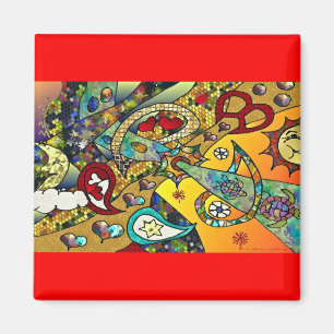 Retro 60s Psychedelische Cyclus Van Levensgeschenk Magneet