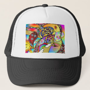 Retro 60s Psychedelische Hartjes Paisley Cadeaus K Trucker Pet