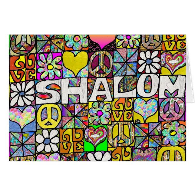 Retro 60s Psychedelische Shalom LIEFDE (Voorkant Horizontaal)