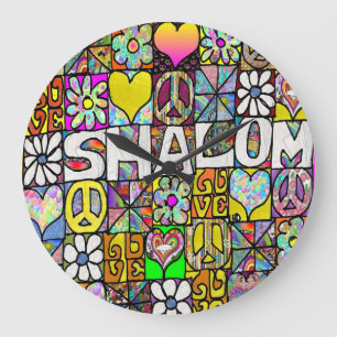 Retro 60s Psychedelische Shalom LIEFDE Grote Klok