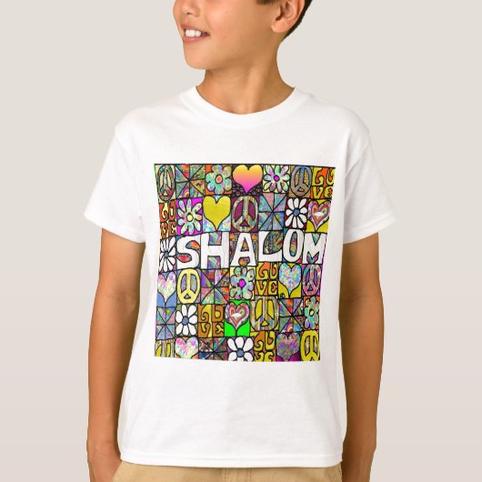 Retro 60s Psychedelische Shalom LIEFDE T-shirt (Voorkant)