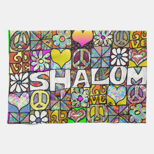 Retro 60s Psychedelische Shalom LIEFDE Theedoek