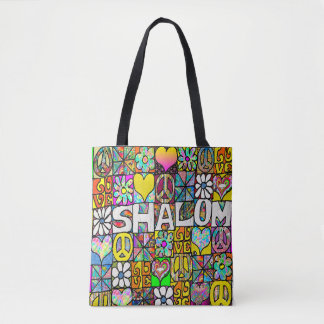 Retro 60s Psychedelische Shalom LIEFDE Tote Bag