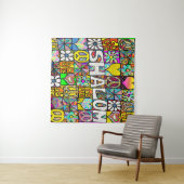 Retro 60s Psychedelische Shalom LIEFDE Wandkleed (In Situ (horizontaal))