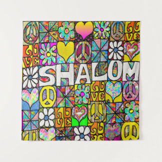 Retro 60s Psychedelische Shalom LIEFDE Wandkleed