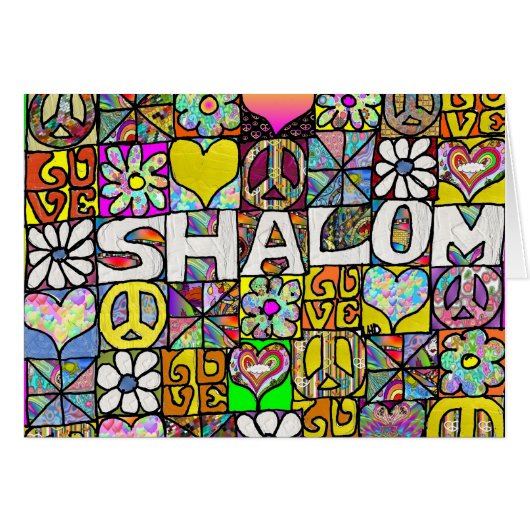 Retro 60s Psychedelische Shalom LOVE Kaart (Voorkant Horizontaal)